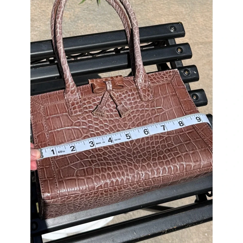 Vintage Liz Claiborne Croc-Embossed Bow Bag/Beige Y2K Mini Purse